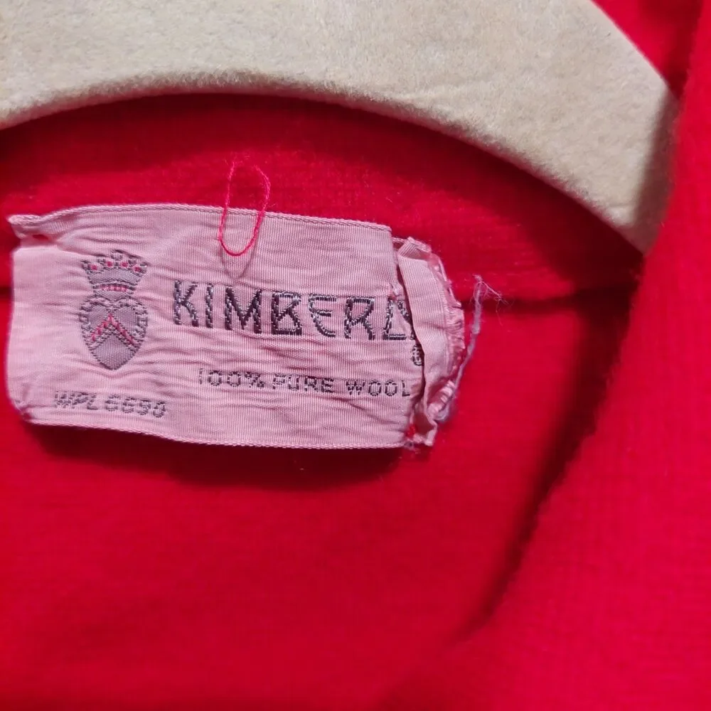 Vintage Pure Wool Ruby Red Knit Girl Coat Kimberly Union Made Sz 8